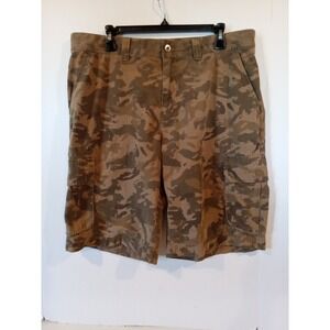 KOPPEN Camo Cargo Shorts Mens 36 Brown Woodland Camouflage Hiking Outdoor